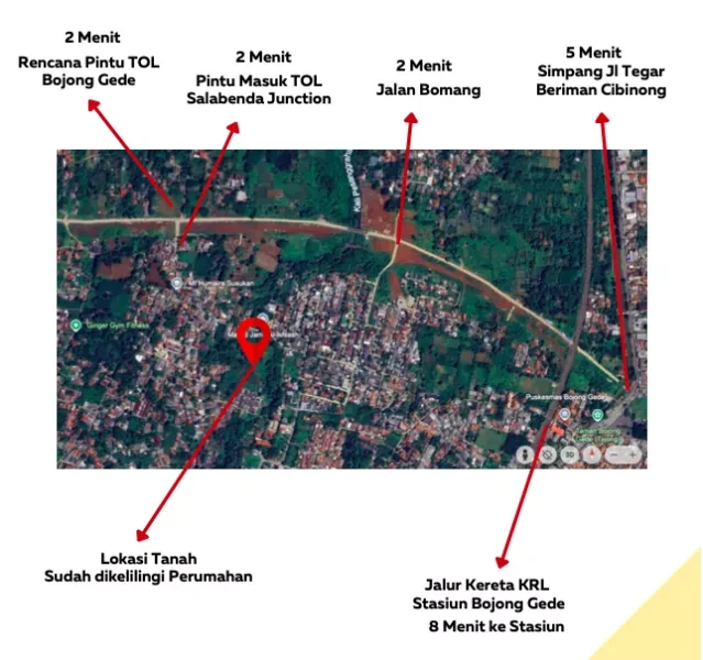 Tanah Murah Dekat Rencana Pintu Tol Desari Bojong Gede & Stasiun KRL-1